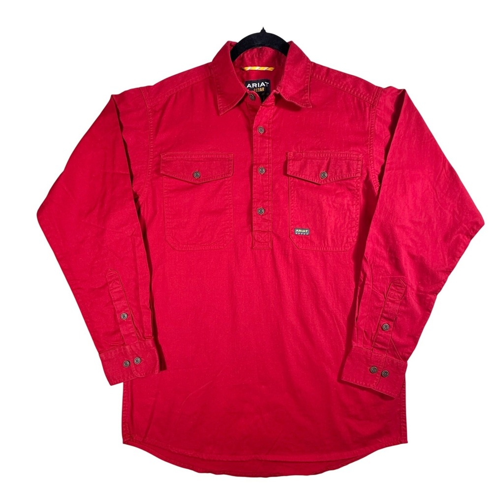 Ariat Rebar‎ Mens Red Long Sleeve Pullover  Work Shirt S Cotton UtilityWestern